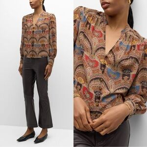 NEW Veronica Beard Esmeralda Long-Sleeve Silk Top